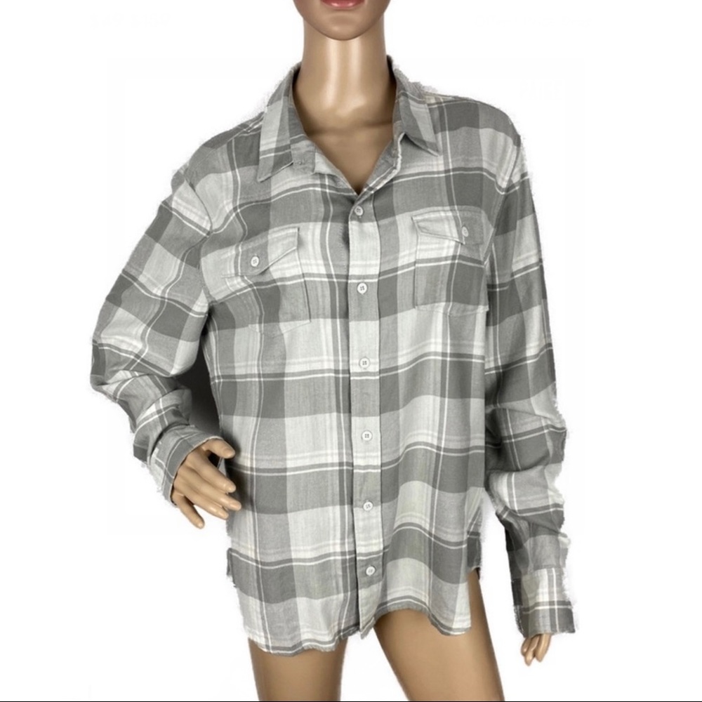 NEW PAIGE GRAY PLAID BUTTON DOWN SHIRT